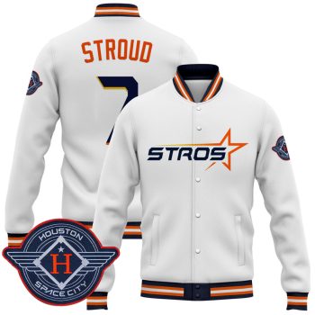 Houston Astros 2025 City Connect Baseball Jacket Varsity Jacket - White CJ Stroud