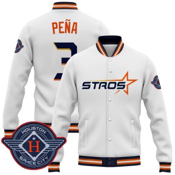 Houston Astros 2025 City Connect Baseball Jacket Varsity Jacket - White Jeremy Pena