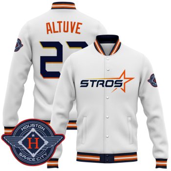 Houston Astros 2025 City Connect Baseball Jacket Varsity Jacket - White Jose Altuve