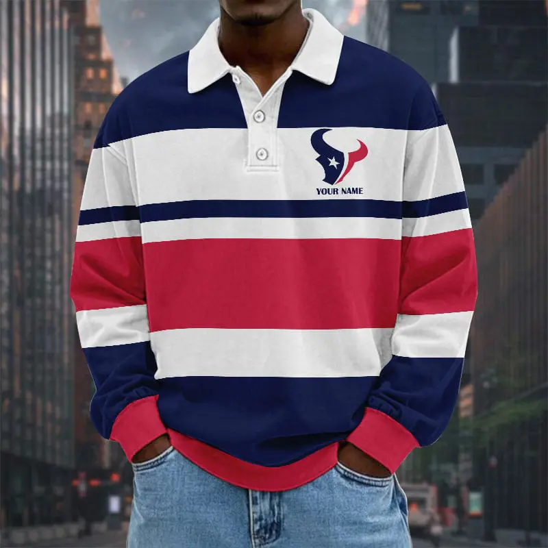 Houston-Texans-NFL-Collar-Sweatshirt-Custom-Name-Gift-For-Fan Houston Texans NFL Collar Sweatshirt Custom Name Gift For Fan