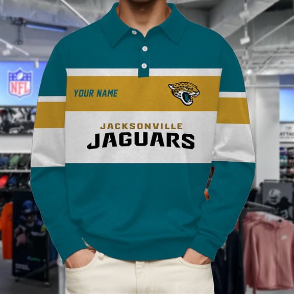 Jacksonville-Jaguars-Collar-Sweatshirt-Custom-Name-Gift-For-Fan Jacksonville Jaguars Collar Sweatshirt Custom Name Gift For Fan