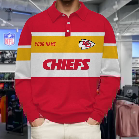 Kansas-City-Chiefs-Collar-Sweatshirt-Custom-Name-Gift-For-Fan Kansas City Chiefs Collar Sweatshirt Custom Name Gift For Fan