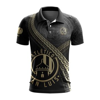 Liga MX Atletico San Luis Special Black And Gold Design Polo Shirt