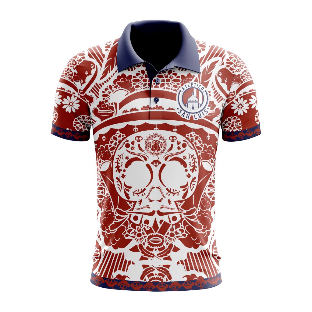 Liga-MX-Atletico-San-Luis-Special-Dia-De-Muertos-Design-Polo-Shirt Liga MX Atletico San Luis Special Dia De Muertos Design Polo Shirt
