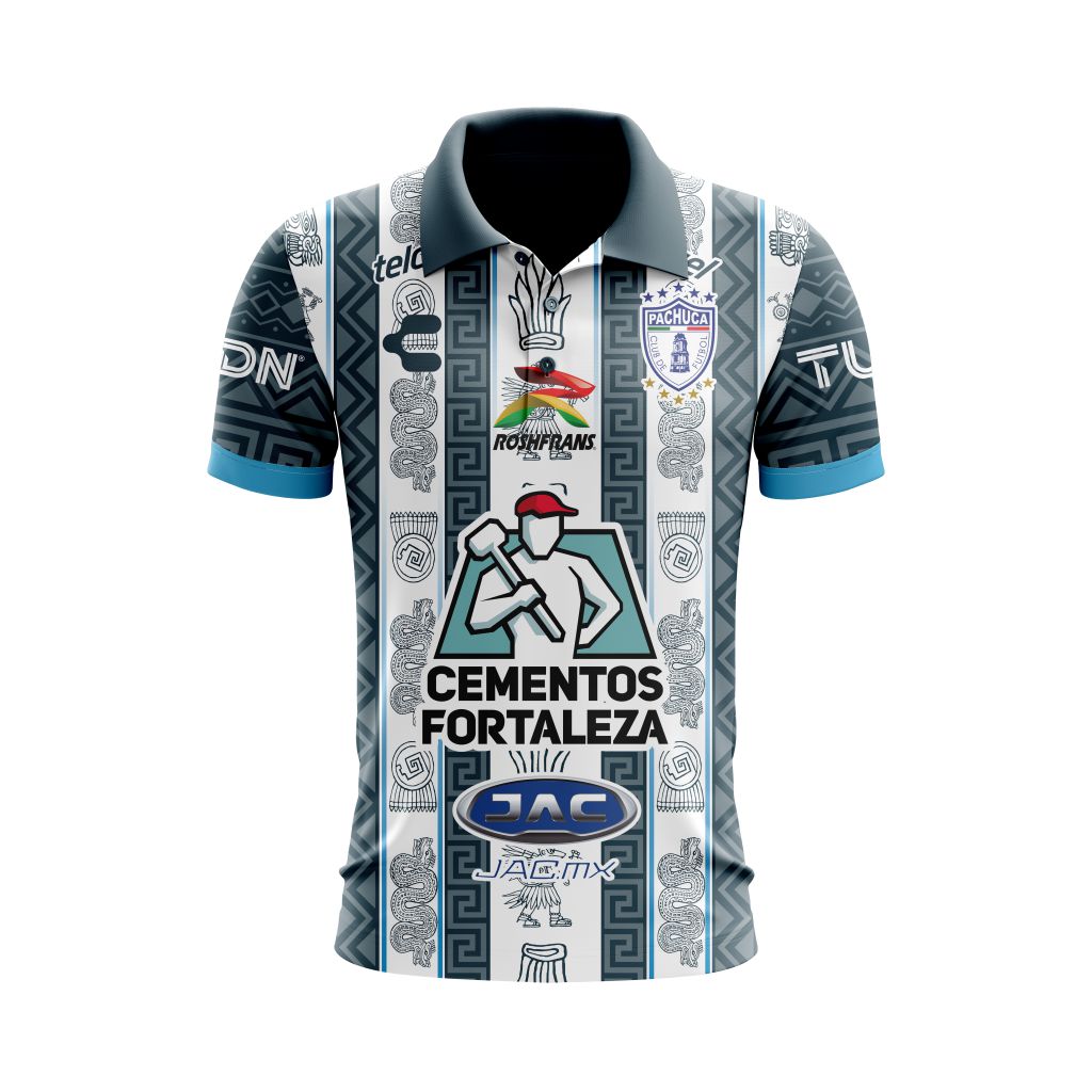Liga-MX-C.F.-Pachuca-2023-2024-Home-Aztec-Design-Polo-Shirt Liga MX C.F. Pachuca 2023-2024 Home Aztec Design Polo Shirt