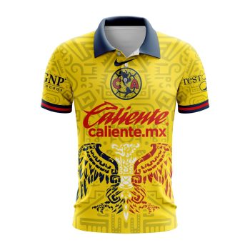 Liga MX Club America Special 2024 Home Aztec Design Polo Shirt
