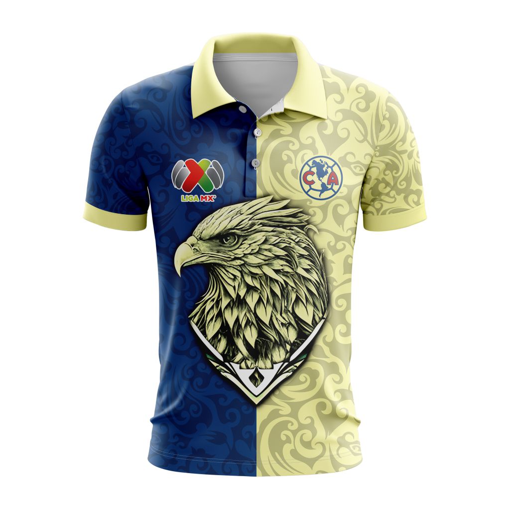 Liga-MX-Club-America-Special-Design-With-Team-Signature-Polo-Shirt Liga MX Club America Special Design With Team Signature Polo Shirt