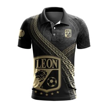 Liga MX Club Leon Special Black And Gold Design Polo Shirt