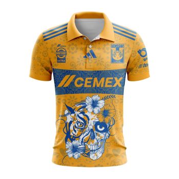 Liga MX Tigres UANL Special 2024 Home Dia De Muertos Design Polo Shirt