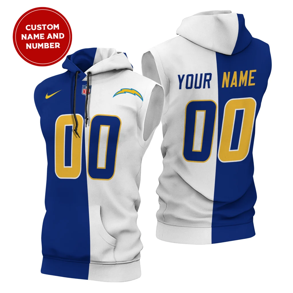 Los-Angeles-Chargers-Custom-NameNumber-Sleeveless-Hoodies-Player-Hoodie Los Angeles Chargers Custom Name/Number Sleeveless Hoodies Player Hoodie