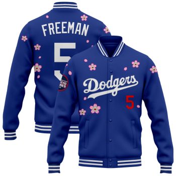 Los Angeles Dodgers Tokyo Series 2025 x Takashi Murakami Baseball Jacket Varsity Jacket - Royal Freddie Freeman