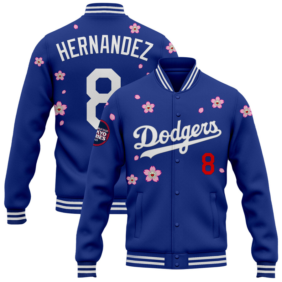 Los-Angeles-Dodgers-Tokyo-Series-2025-x-Takashi-Murakami-Baseball-Jacket-Varsity-Jacket-Royal-Kike-Hernandez Los Angeles Dodgers Tokyo Series 2025 x Takashi Murakami Baseball Jacket Varsity Jacket - Royal Kike Hernandez