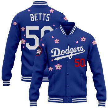 Los Angeles Dodgers Tokyo Series 2025 x Takashi Murakami Baseball Jacket Varsity Jacket - Royal Mookie Betts