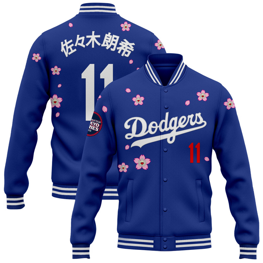 Los-Angeles-Dodgers-Tokyo-Series-2025-x-Takashi-Murakami-Baseball-Jacket-Varsity-Jacket-Royal-Roki-Sasaki Los Angeles Dodgers Tokyo Series 2025 x Takashi Murakami Baseball Jacket Varsity Jacket - Royal Roki Sasaki