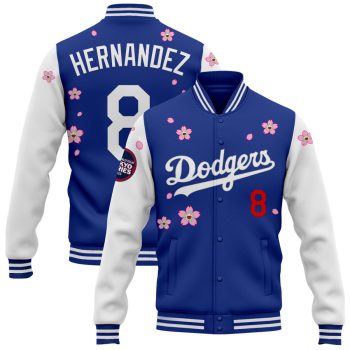 Los Angeles Dodgers Tokyo Series 2025 x Takashi Murakami Baseball Jacket Varsity Jacket - Royal White Kike Hernandez