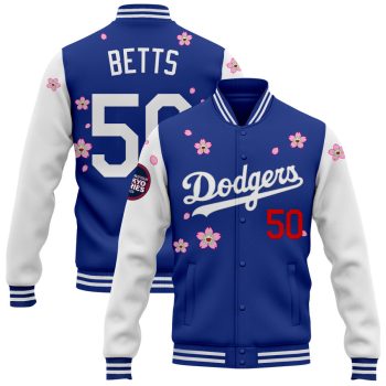 Los Angeles Dodgers Tokyo Series 2025 x Takashi Murakami Baseball Jacket Varsity Jacket - Royal White Mookie Betts