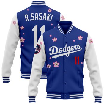 Los Angeles Dodgers Tokyo Series 2025 x Takashi Murakami Baseball Jacket Varsity Jacket - Royal White Roki Sasaki