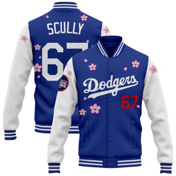 Los Angeles Dodgers Tokyo Series 2025 x Takashi Murakami Baseball Jacket Varsity Jacket - Royal White Vin Scully