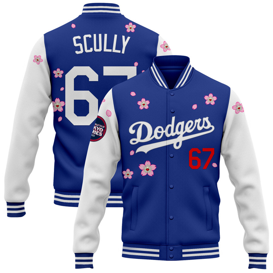 Los-Angeles-Dodgers-Tokyo-Series-2025-x-Takashi-Murakami-Baseball-Jacket-Varsity-Jacket-Royal-White-Vin-Scully Los Angeles Dodgers Tokyo Series 2025 x Takashi Murakami Baseball Jacket Varsity Jacket - Royal White Vin Scully