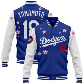 Los Angeles Dodgers Tokyo Series 2025 x Takashi Murakami Baseball Jacket Varsity Jacket - Royal White Yamamoto