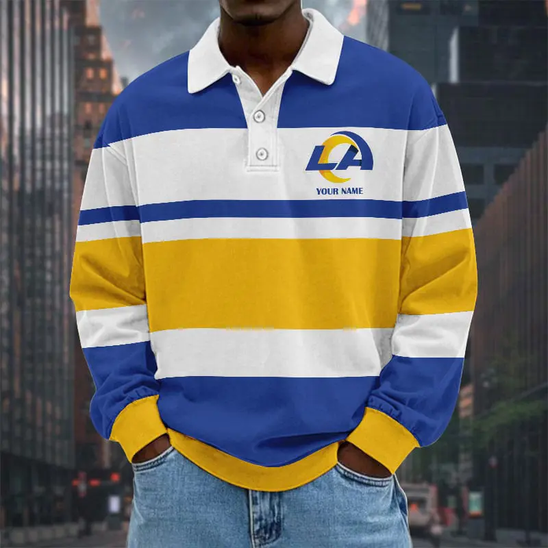 Los-Angeles-Rams-NFL-Collar-Sweatshirt-Custom-Name-Gift-For-Fan Los Angeles Rams NFL Collar Sweatshirt Custom Name Gift For Fan