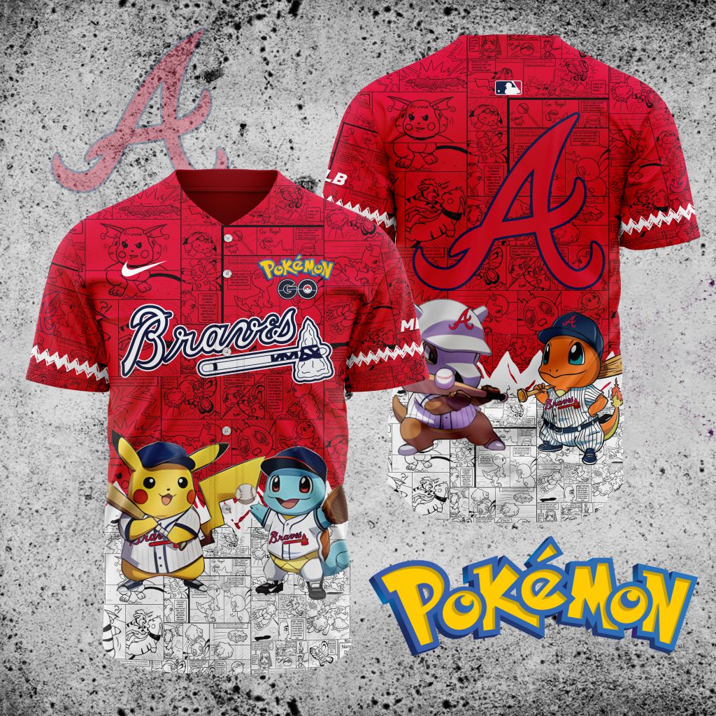 MLB-Atlanta-Braves-X-Pokemon-Baseball-Jersey-DBJ1397 MLB Atlanta Braves X Pokemon Baseball Jersey DBJ1397
