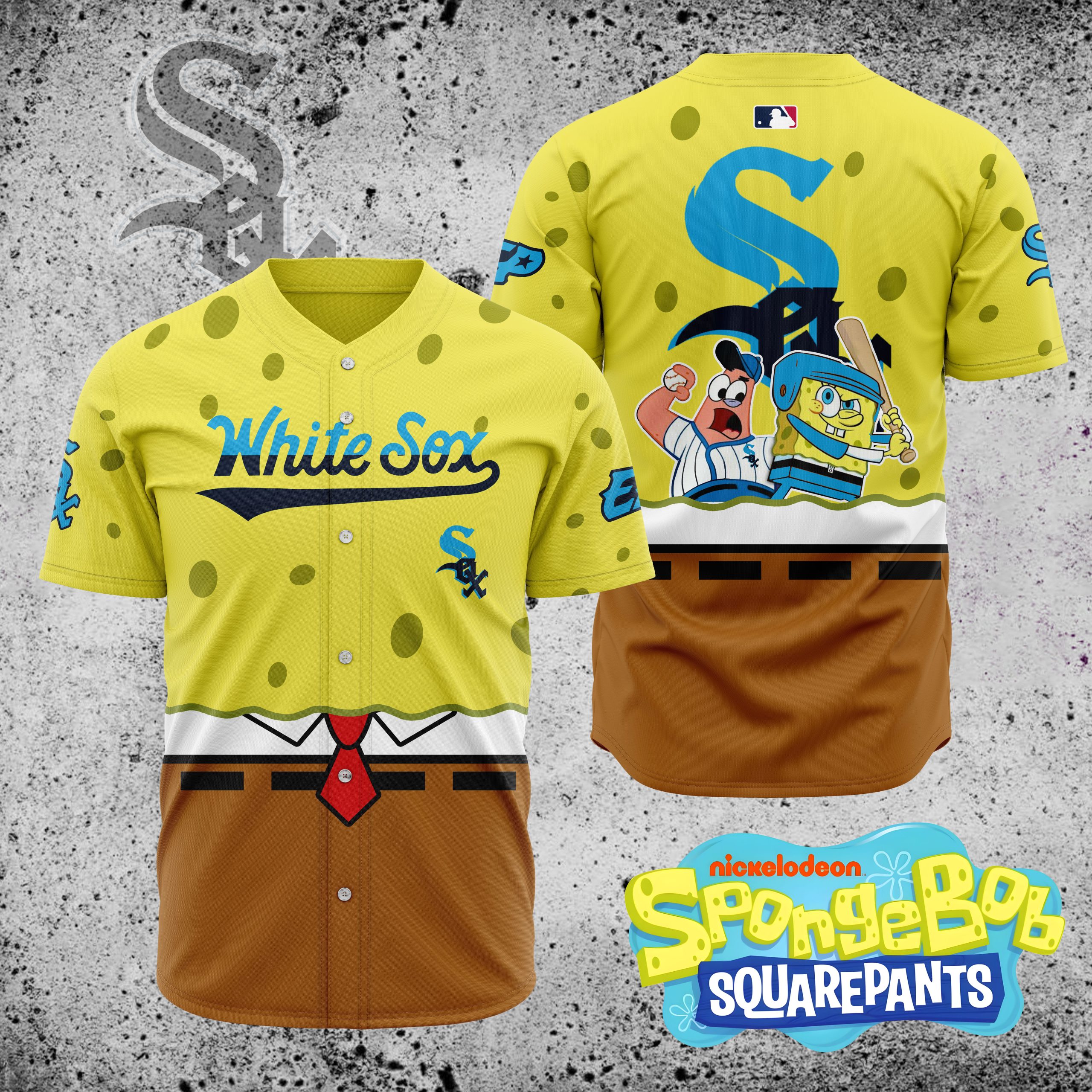 MLB-Chicago-White-Sox-X-SpongeBob-SquarePants-Baseball-Jersey-DBJ1418 MLB Chicago White Sox X SpongeBob SquarePants Baseball Jersey DBJ1418