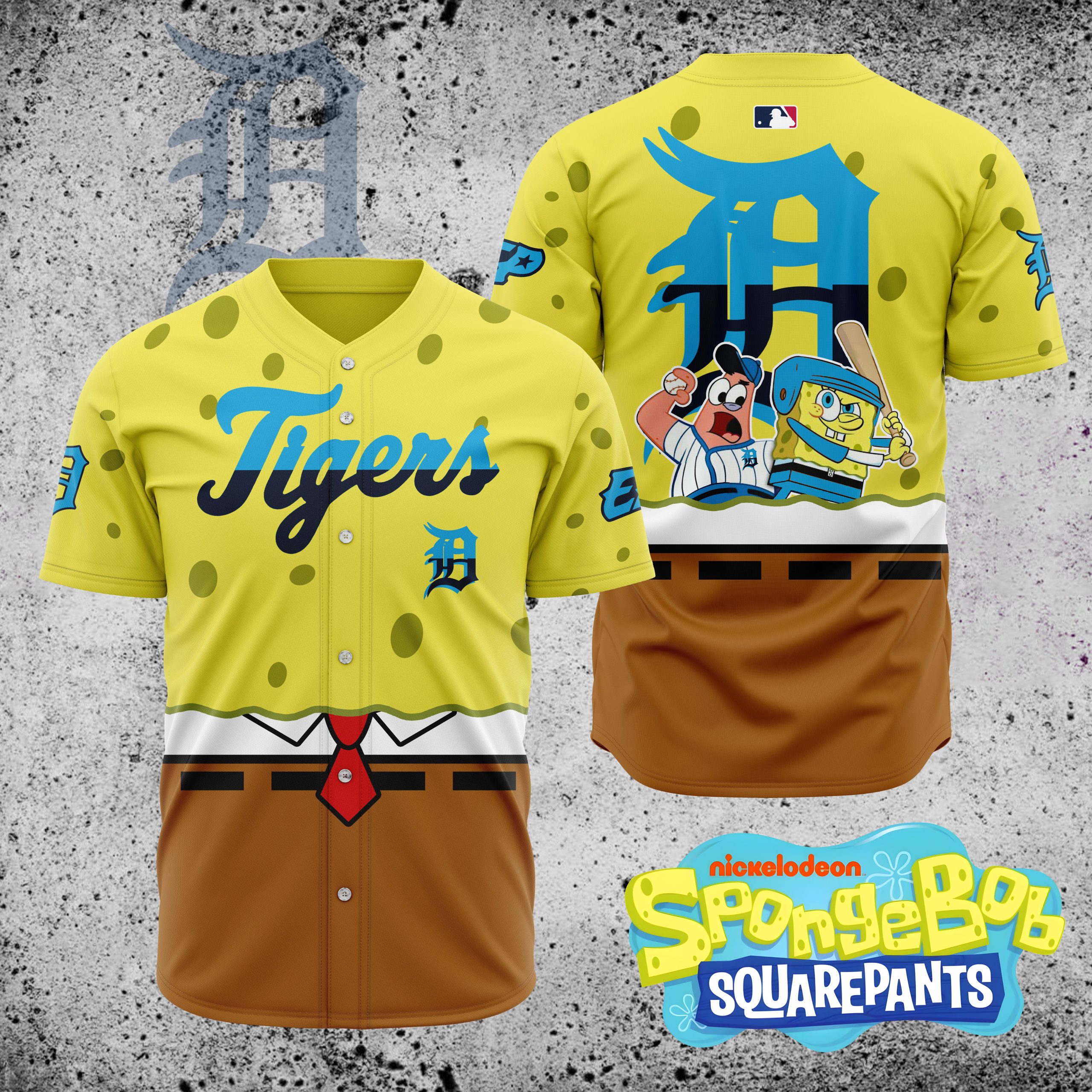 MLB-Detroit-Tigers-X-SpongeBob-SquarePants-Baseball-Jersey-DBJ1416 MLB Detroit Tigers X SpongeBob SquarePants Baseball Jersey DBJ1416