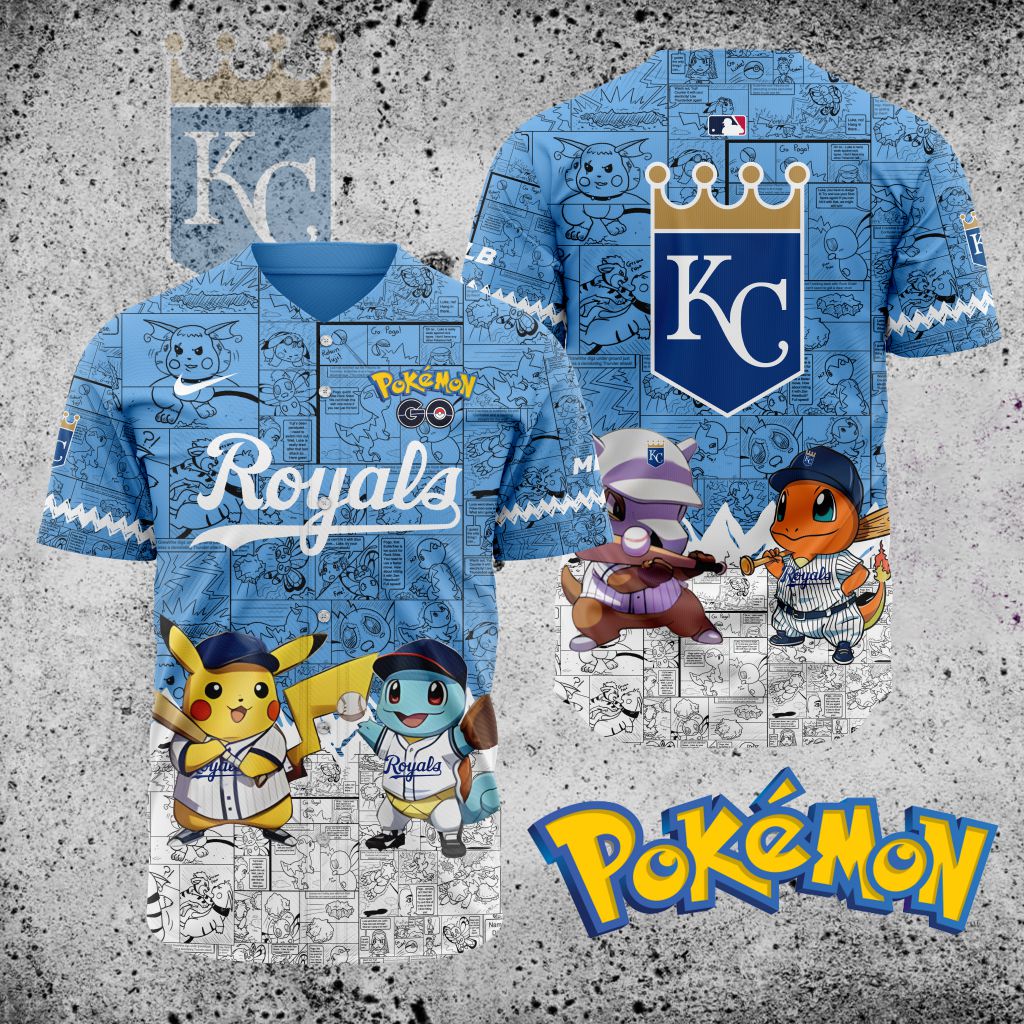 MLB-Kansas-City-Royals-X-Pokemon-Baseball-Jersey-DBJ1386 MLB Kansas City Royals X Pokemon Baseball Jersey DBJ1386