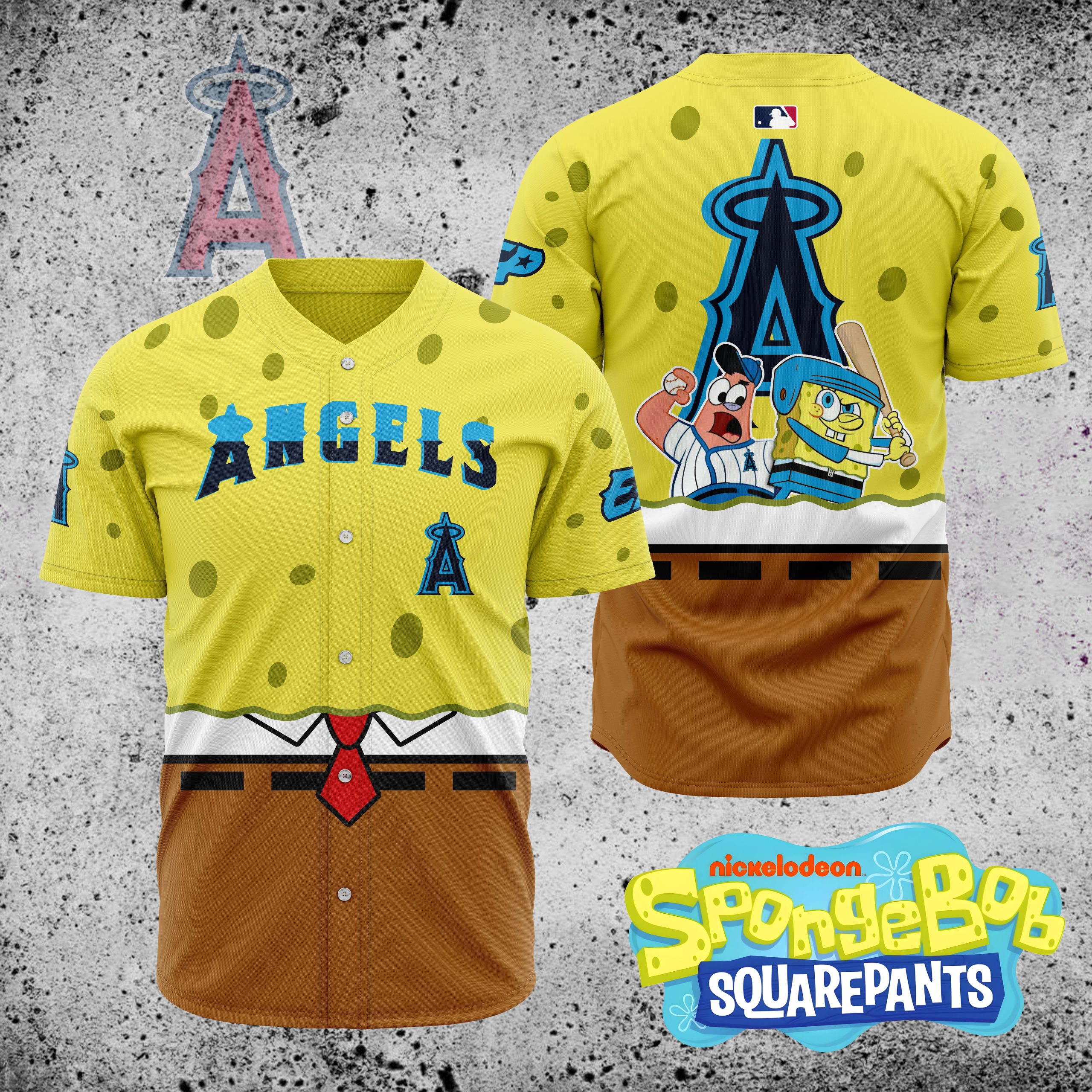 MLB-Los-Angeles-Angels-X-SpongeBob-SquarePants-Baseball-Jersey-DBJ1413 MLB Los Angeles Angels X SpongeBob SquarePants Baseball Jersey DBJ1413