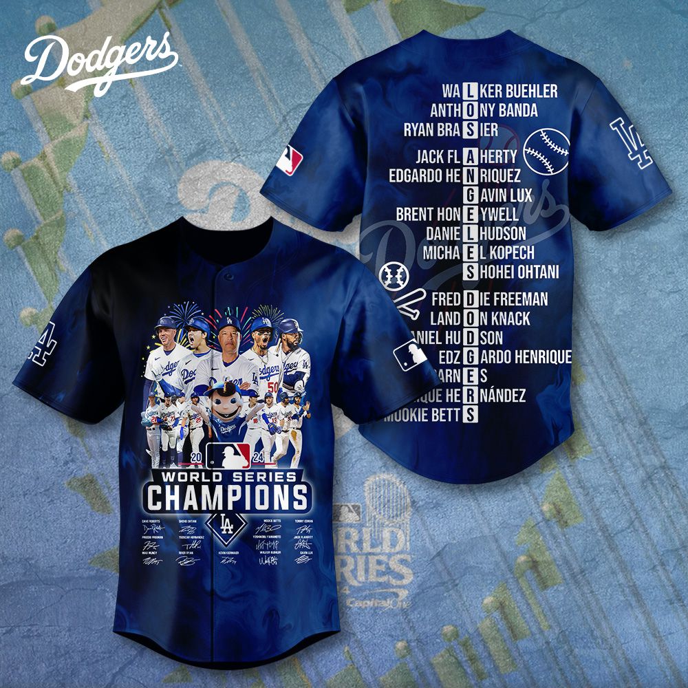 MLB-Los-Angeles-Dodgers-2024-World-Series-Champions-Design-Baseball-Jersey-DBJ1334 MLB Los Angeles Dodgers 2024 World Series Champions Design Baseball Jersey DBJ1334