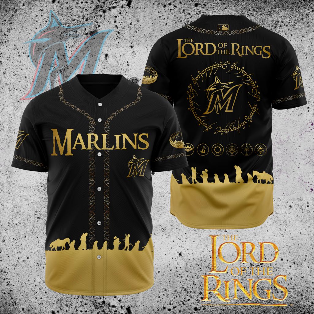 MLB-Miami-Marlins-X-The-Lord-Of-The-Rings-Baseball-Jersey-DBJ1104 MLB Miami Marlins X The Lord Of The Rings Baseball Jersey DBJ1104