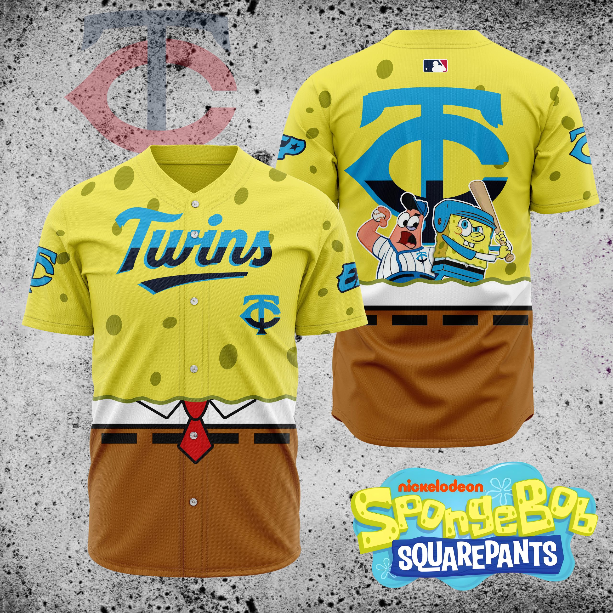 MLB-Minnesota-Twins-X-SpongeBob-SquarePants-Baseball-Jersey-DBJ1410 MLB Minnesota Twins X SpongeBob SquarePants Baseball Jersey DBJ1410