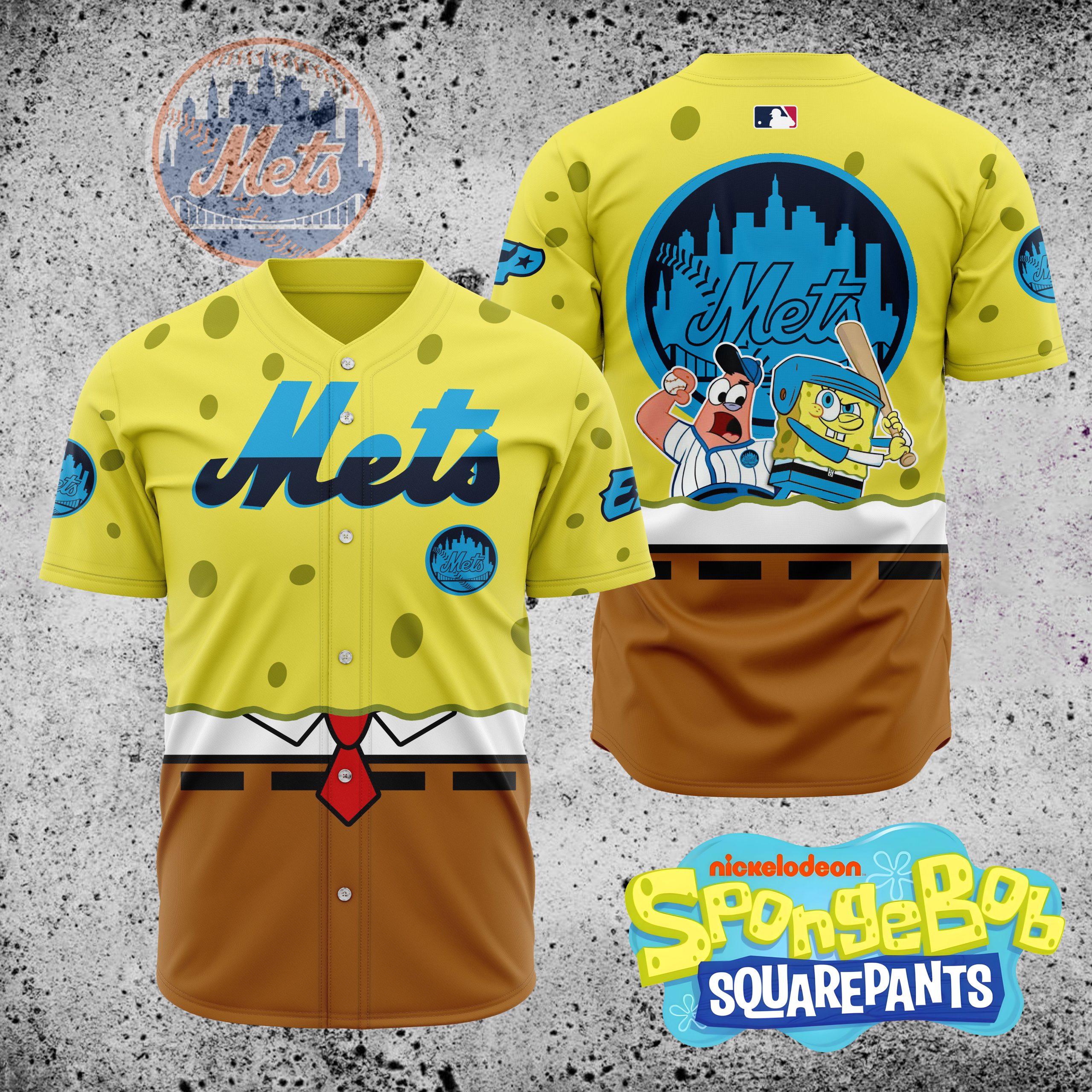 MLB-New-York-Mets-X-SpongeBob-SquarePants-Baseball-Jersey-DBJ1409 MLB New York Mets X SpongeBob SquarePants Baseball Jersey DBJ1409