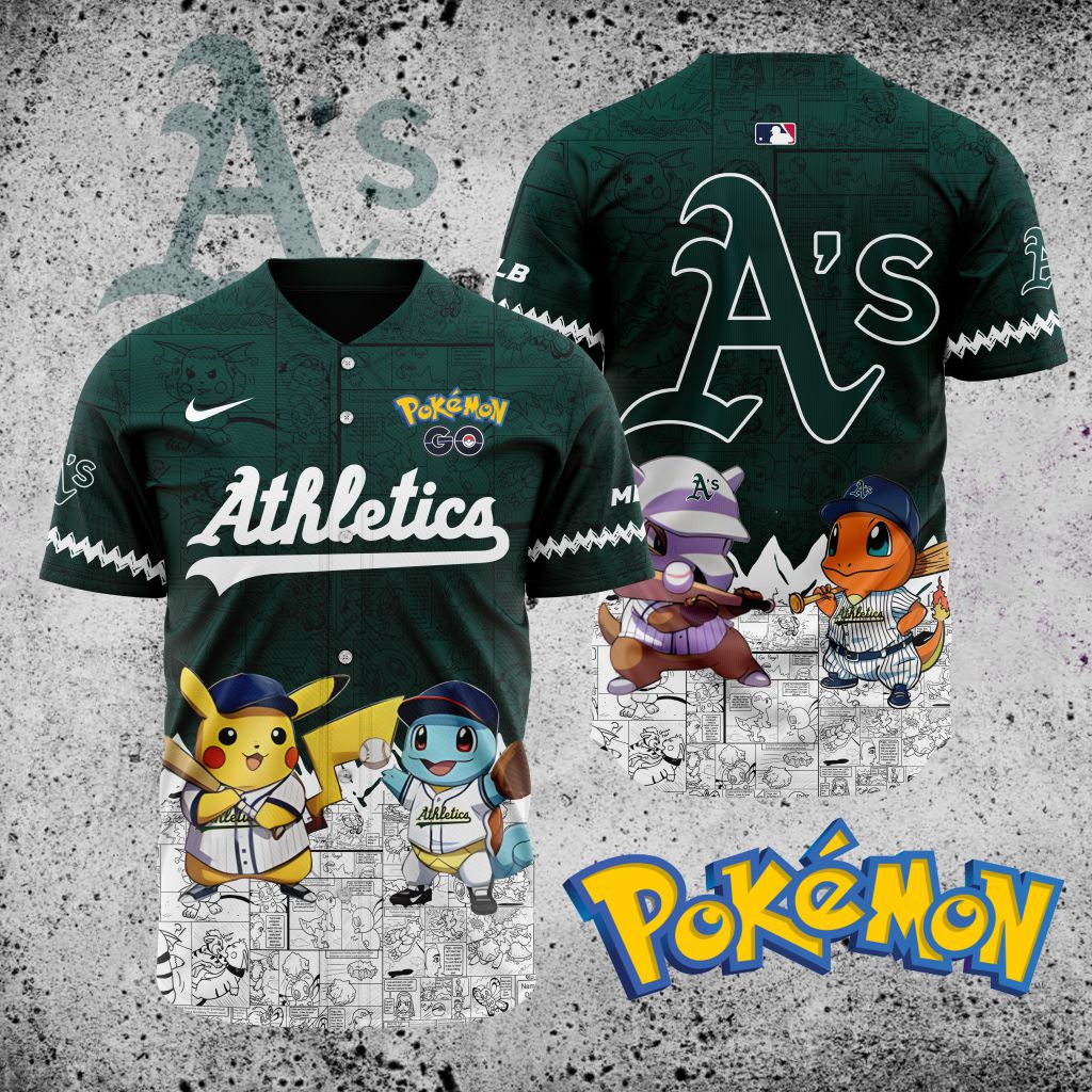 MLB-Oakland-Athletics-X-Pokemon-Baseball-Jersey-DBJ1377 MLB Oakland Athletics X Pokemon Baseball Jersey DBJ1377
