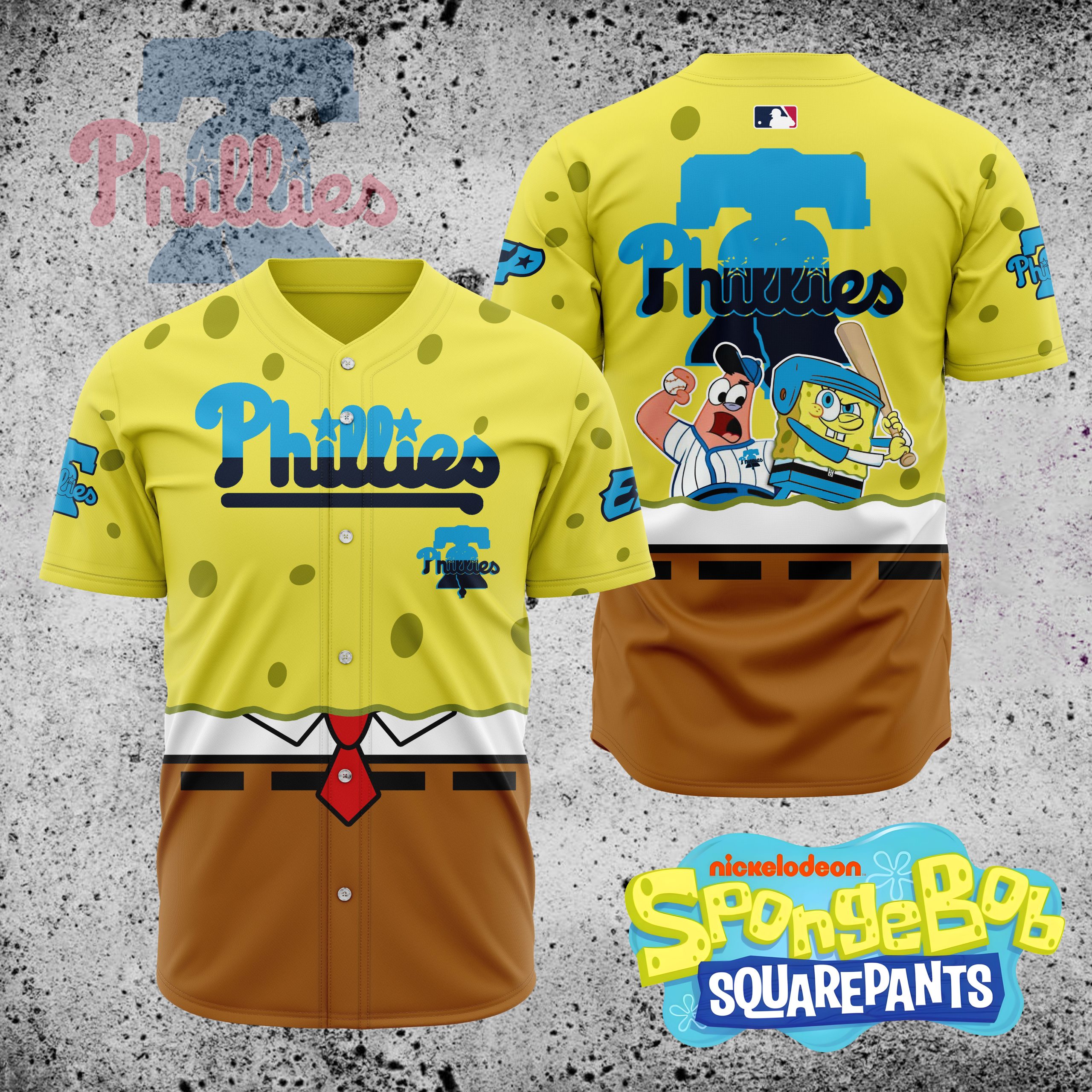 MLB-Philadelphia-Phillies-X-SpongeBob-SquarePants-Baseball-Jersey-DBJ1406 MLB Philadelphia Phillies X SpongeBob SquarePants Baseball Jersey DBJ1406