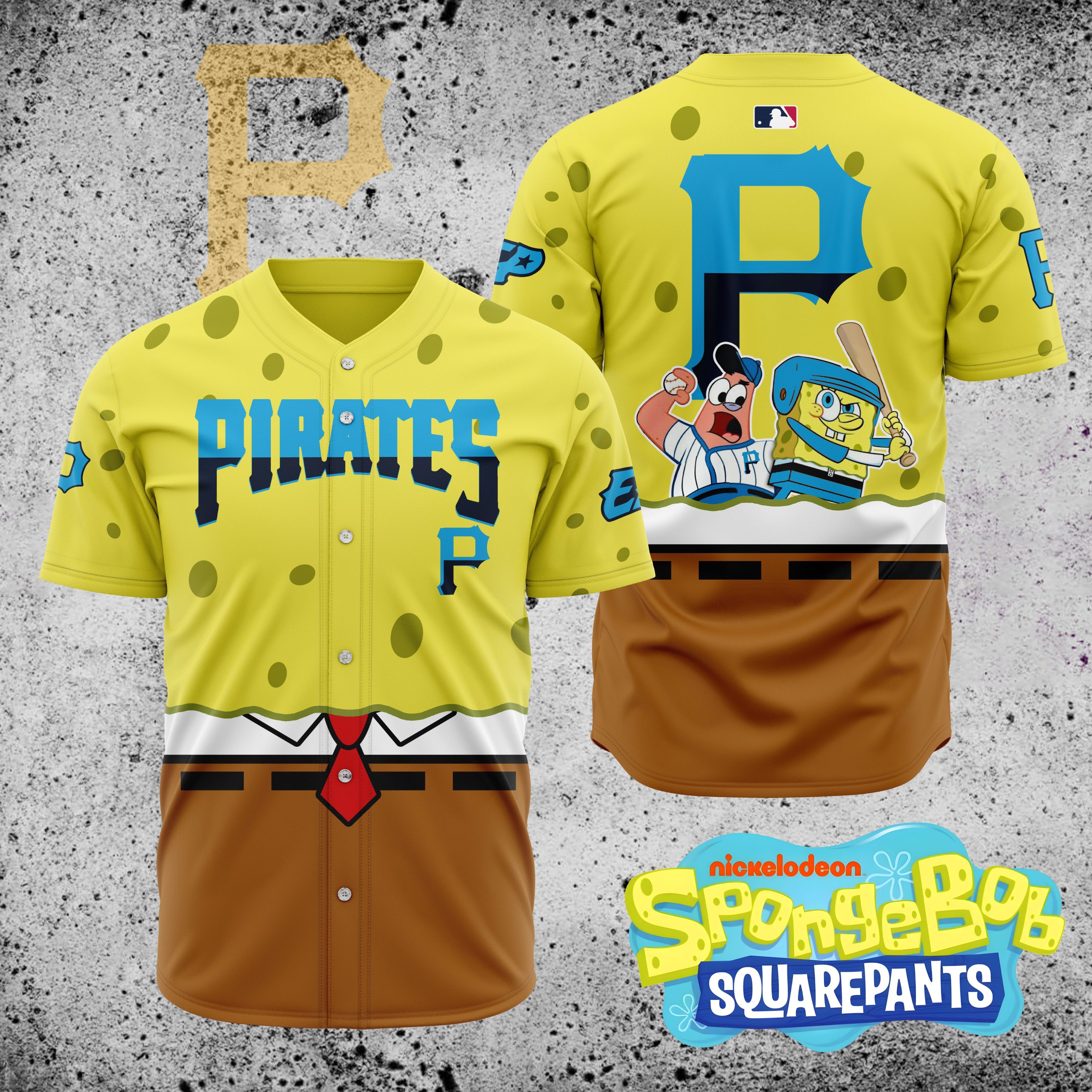 MLB-Pittsburgh-Pirates-X-SpongeBob-SquarePants-Baseball-Jersey-DBJ1405 MLB Pittsburgh Pirates X SpongeBob SquarePants Baseball Jersey DBJ1405