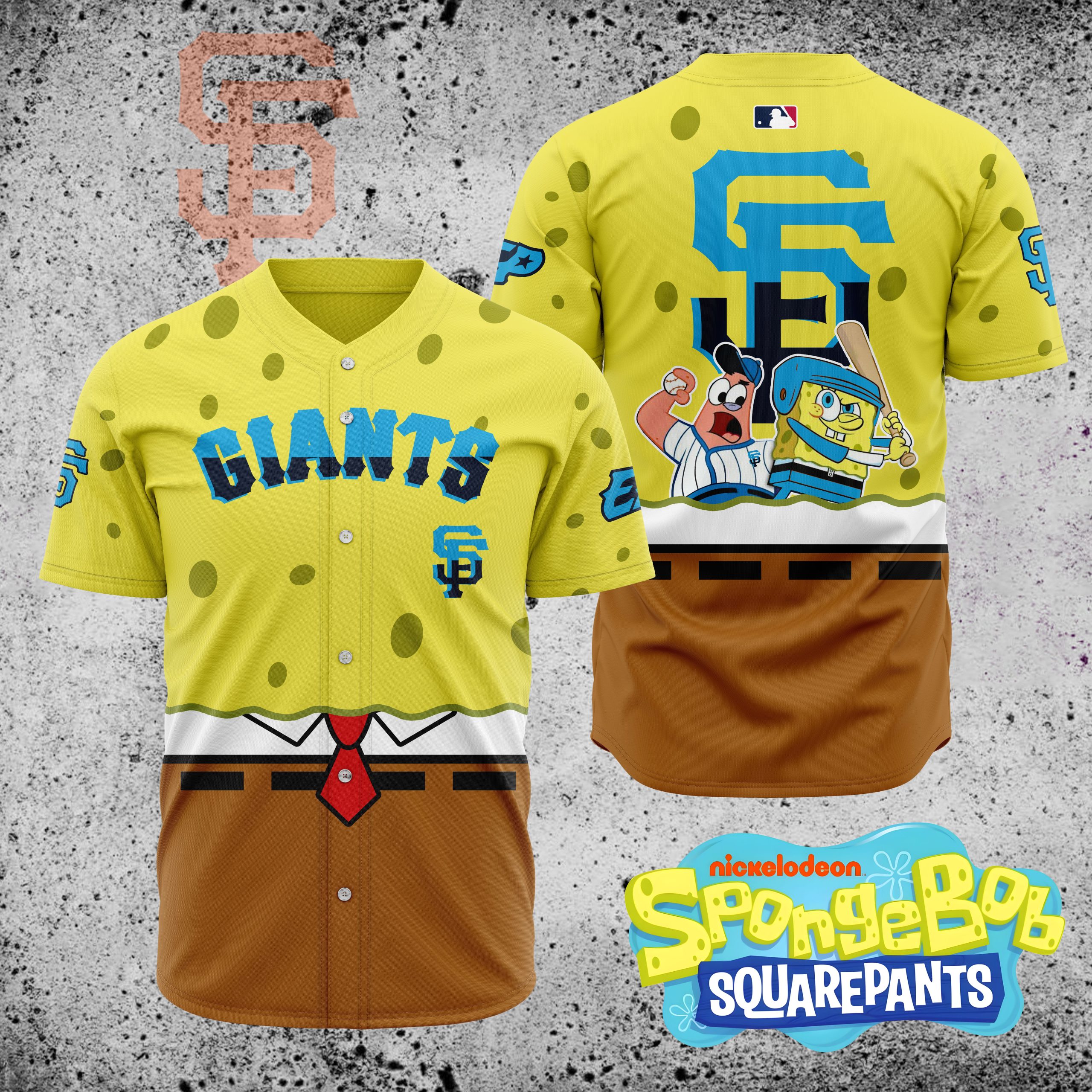 MLB-San-Francisco-Giants-X-SpongeBob-SquarePants-Baseball-Jersey-DBJ1401 MLB San Francisco Giants X SpongeBob SquarePants Baseball Jersey DBJ1401