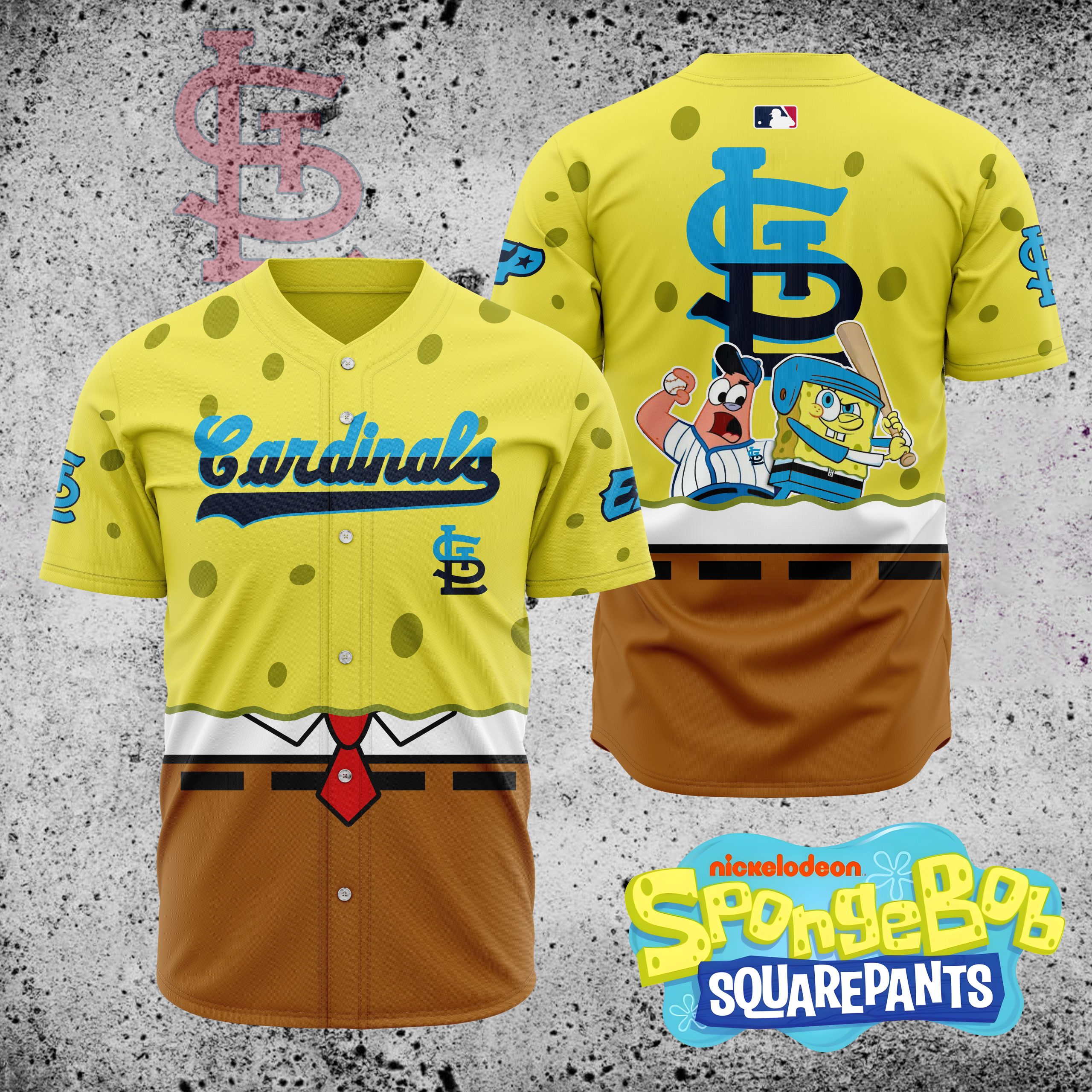MLB-St.-Louis-Cardinals-X-SpongeBob-SquarePants-Baseball-Jersey-DBJ1402 MLB St. Louis Cardinals X SpongeBob SquarePants Baseball Jersey DBJ1402