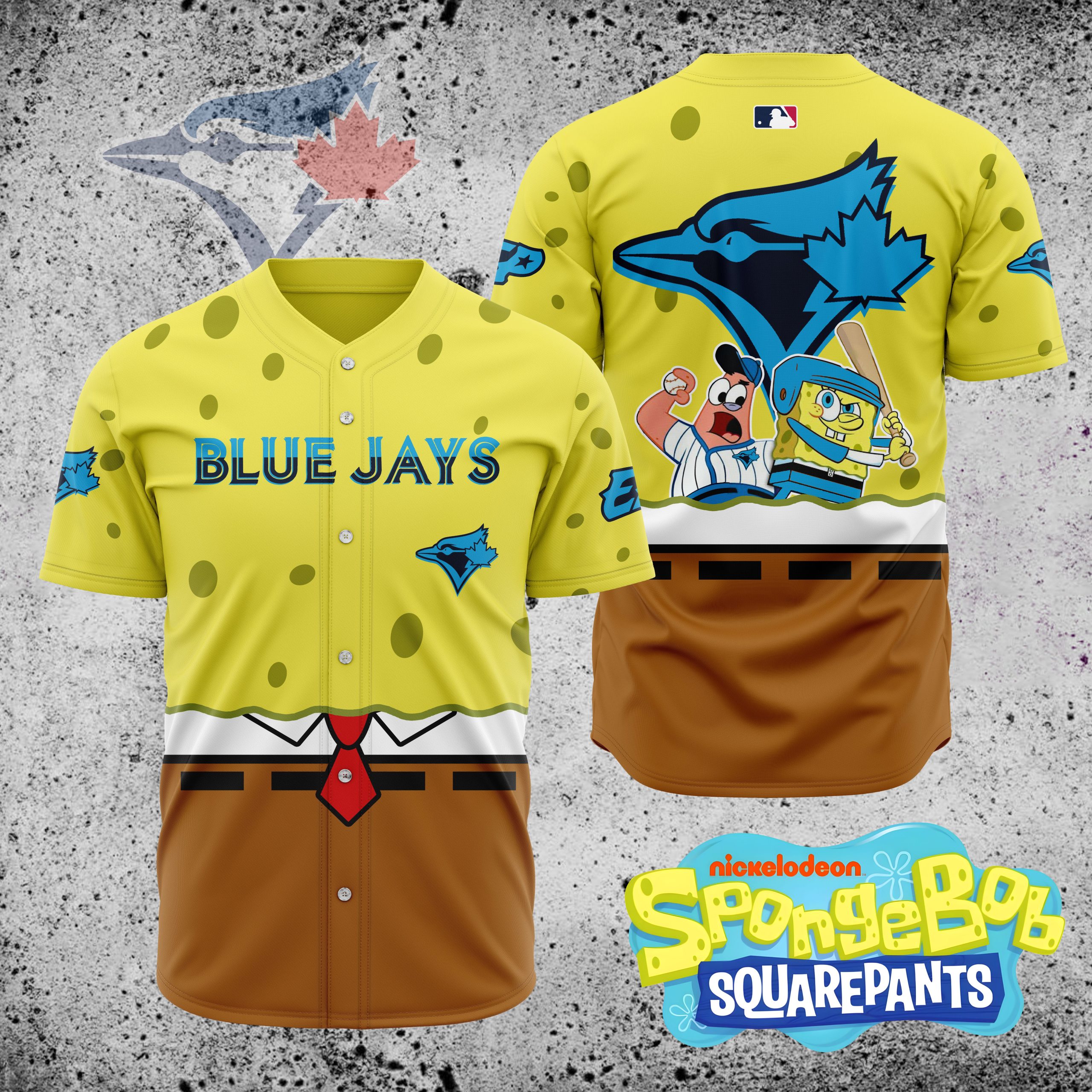 MLB-Toronto-Blue-Jays-X-SpongeBob-SquarePants-Baseball-Jersey-DBJ1398 MLB Toronto Blue Jays X SpongeBob SquarePants Baseball Jersey DBJ1398