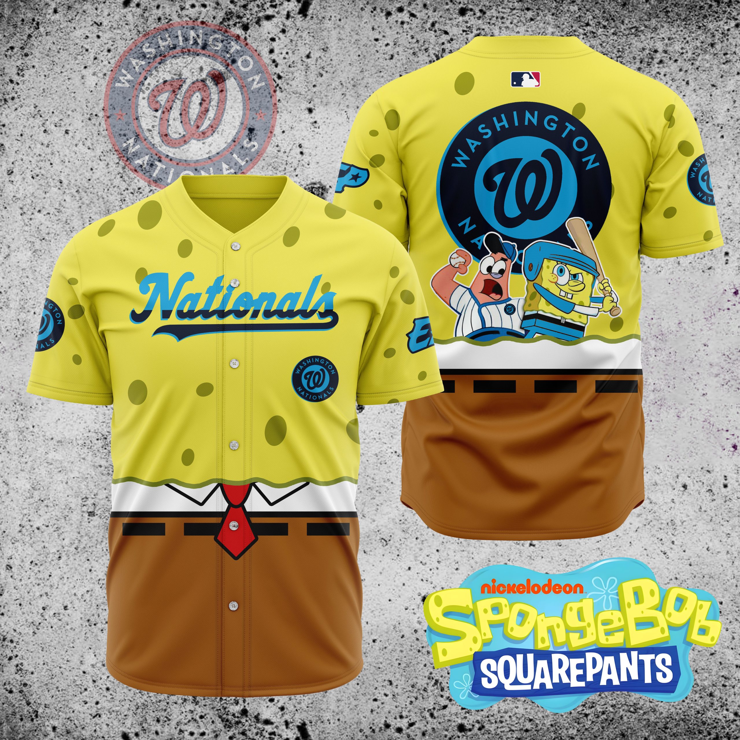 MLB-Washington-Nationals-X-SpongeBob-SquarePants-Baseball-Jersey-DBJ1396 MLB Washington Nationals X SpongeBob SquarePants Baseball Jersey DBJ1396