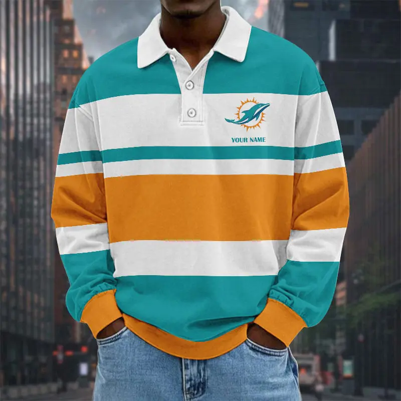 Miami-Dolphins-NFL-Collar-Sweatshirt-Custom-Name-Gift-For-Fan Miami Dolphins NFL Collar Sweatshirt Custom Name Gift For Fan