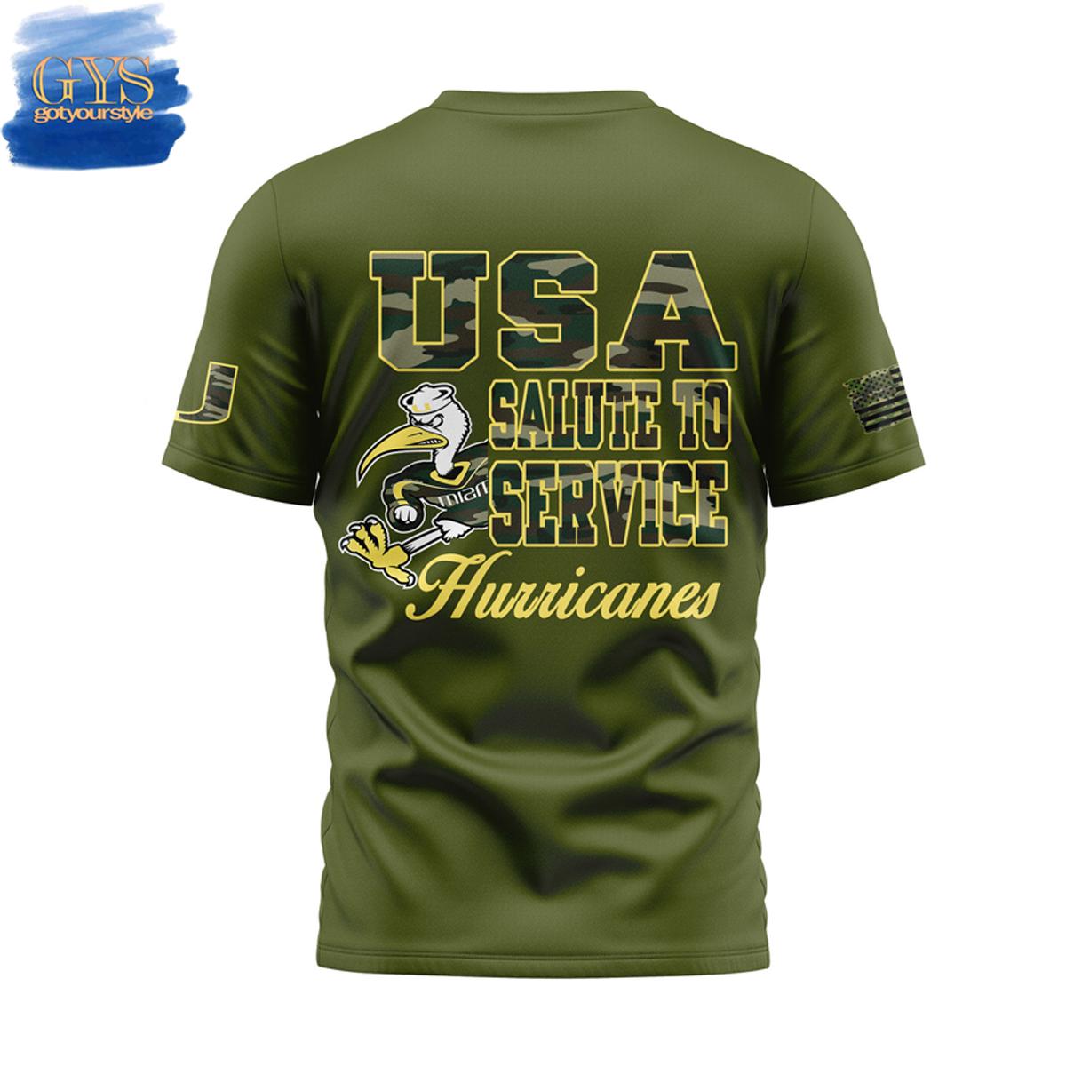 Miami Hurricanes Salute To Service Limited Edition TShirt