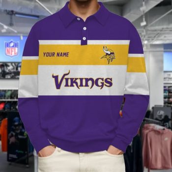 Minnesota Vikings Collar Sweatshirt Custom Name Gift For Fan