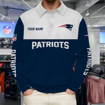 New England Patriots Collar Sweatshirt Custom Name Gift For Fan