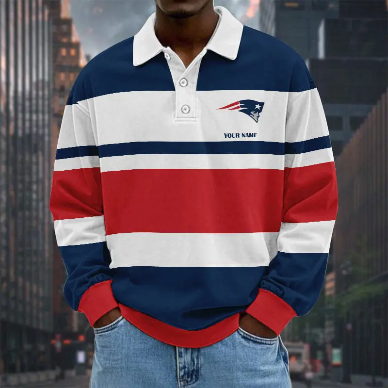 New-England-Patriots-NFL-Collar-Sweatshirt-Custom-Name-Gift-For-Fan New England Patriots NFL Collar Sweatshirt Custom Name Gift For Fan