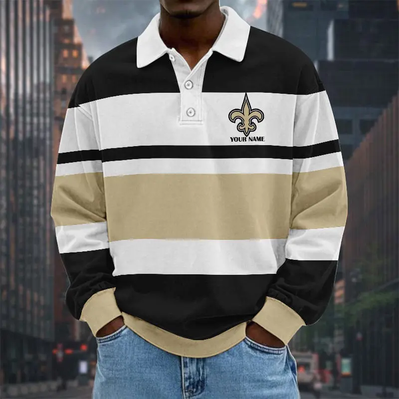 New-Orleans-Saints-NFL-Collar-Sweatshirt-Custom-Name-Gift-For-Fan New Orleans Saints NFL Collar Sweatshirt Custom Name Gift For Fan