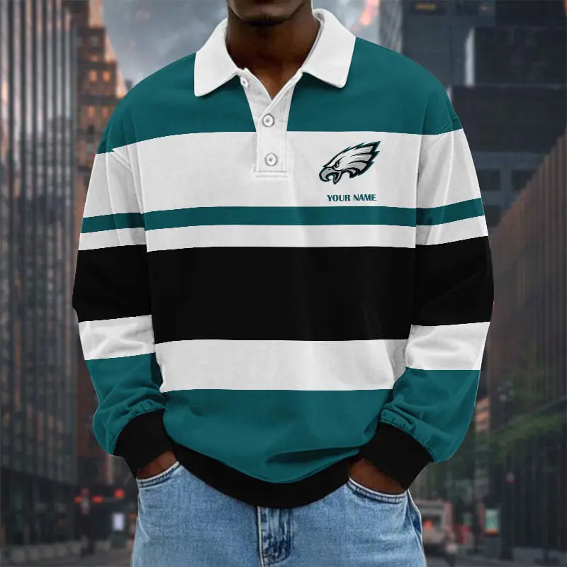 Philadelphia-Eagles-NFL-Collar-Sweatshirt-Custom-Name-Gift-For-Fan Philadelphia Eagles NFL Collar Sweatshirt Custom Name Gift For Fan