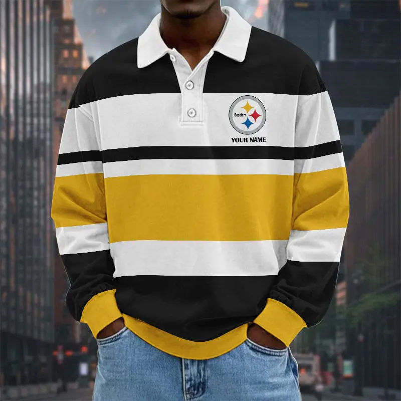Pittsburgh-Steelers-NFL-Collar-Sweatshirt-Custom-Name-Gift-For-Fan Pittsburgh Steelers NFL Collar Sweatshirt Custom Name Gift For Fan