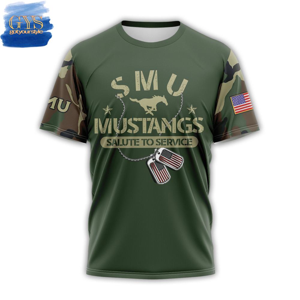 SMU Mustangs Salute To Service God Family Camo Shirt
